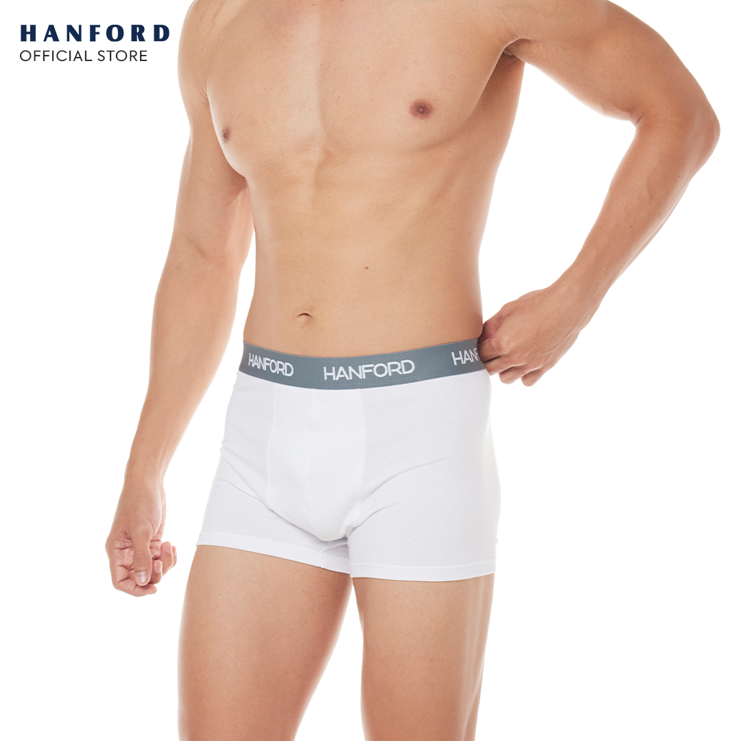 Hanford Men Cotton w/ Spandex Boxer Briefs Aleo White (Single