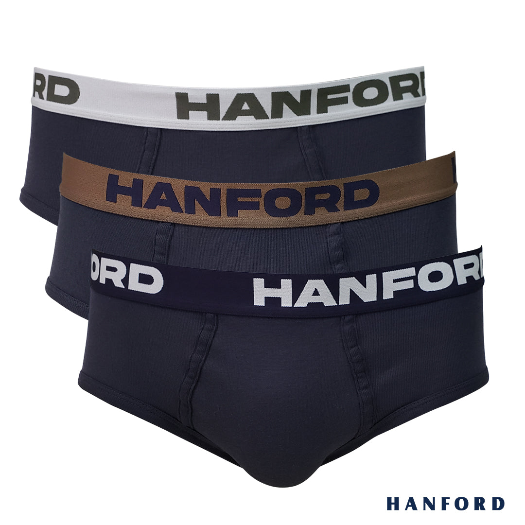 Hanford Men Premium Ribbed Cotton Modern Hipster Briefs Core - Assorte