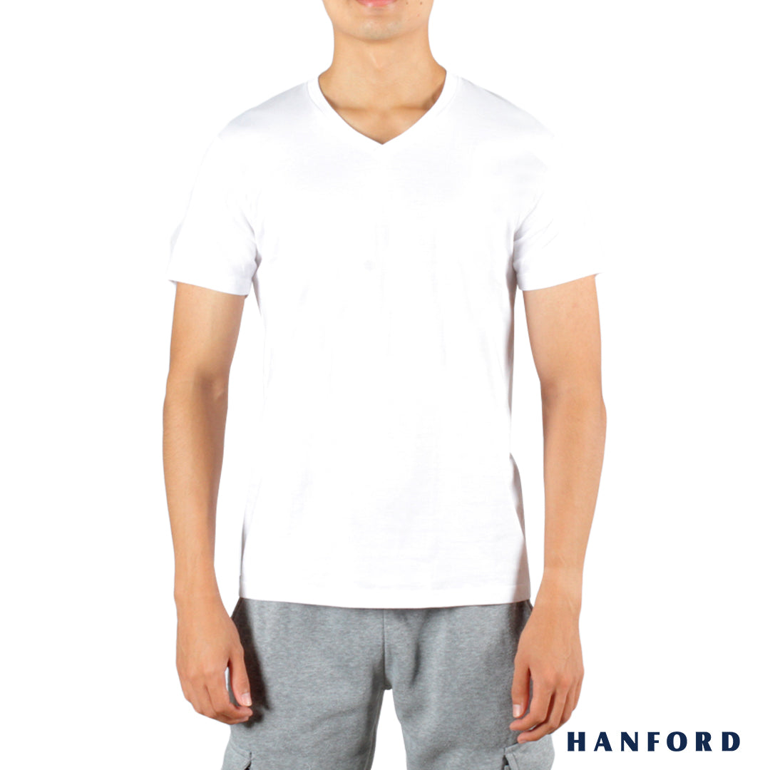 Hanford Men/Teens V-Neck Cotton Modern Fit Short Sleeves Shirt