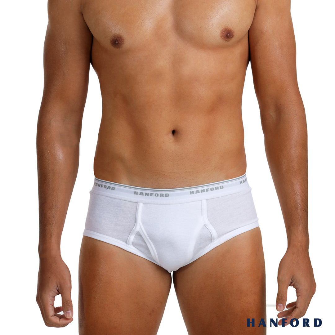 Hanford Men Premium Ribbed Cotton Classic Briefs w/ Fly Opening Double –  HANFORD