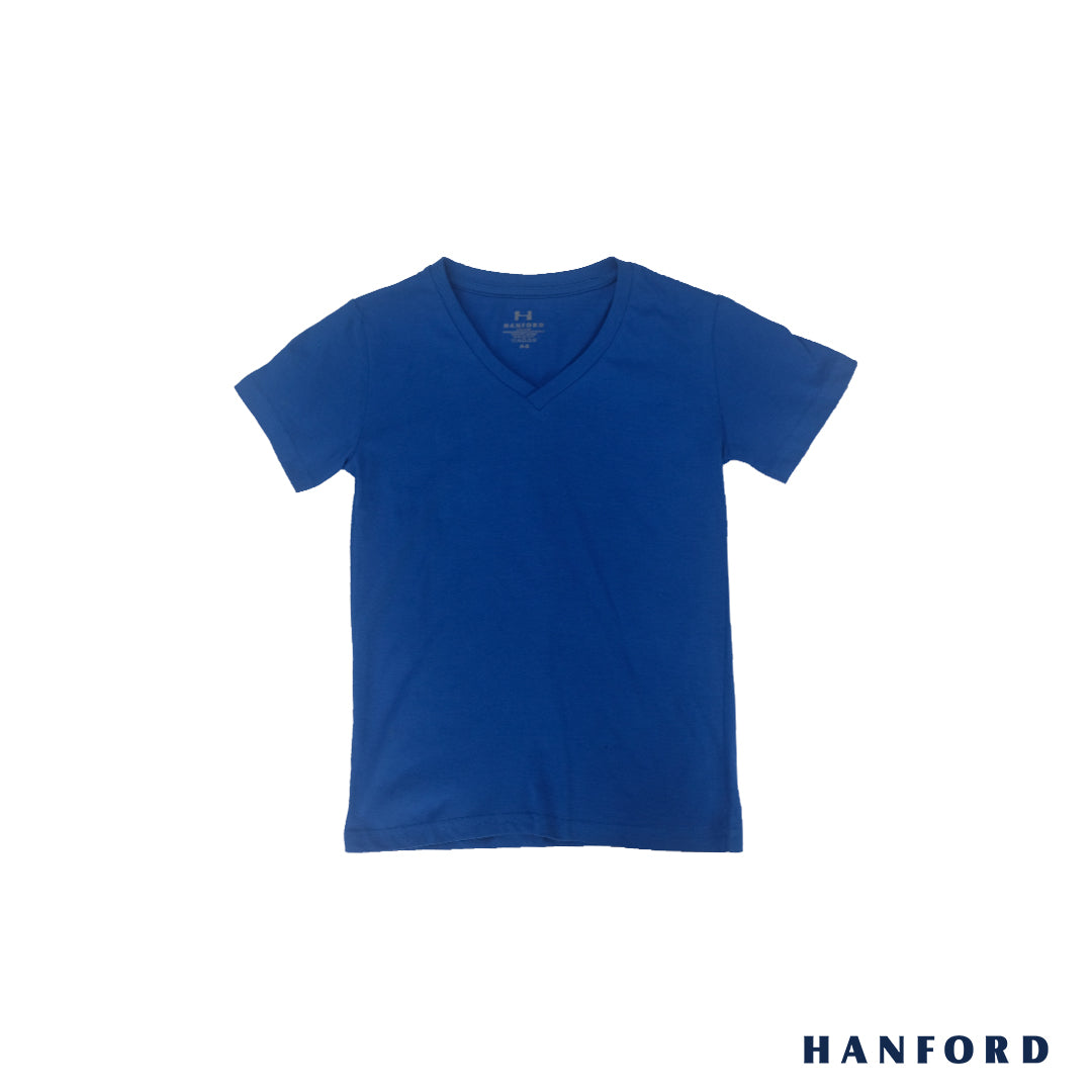Hanford Kids/Teens 100% Cotton V-Neck Short Sleeves Shirt - Strong Blu –  HANFORD