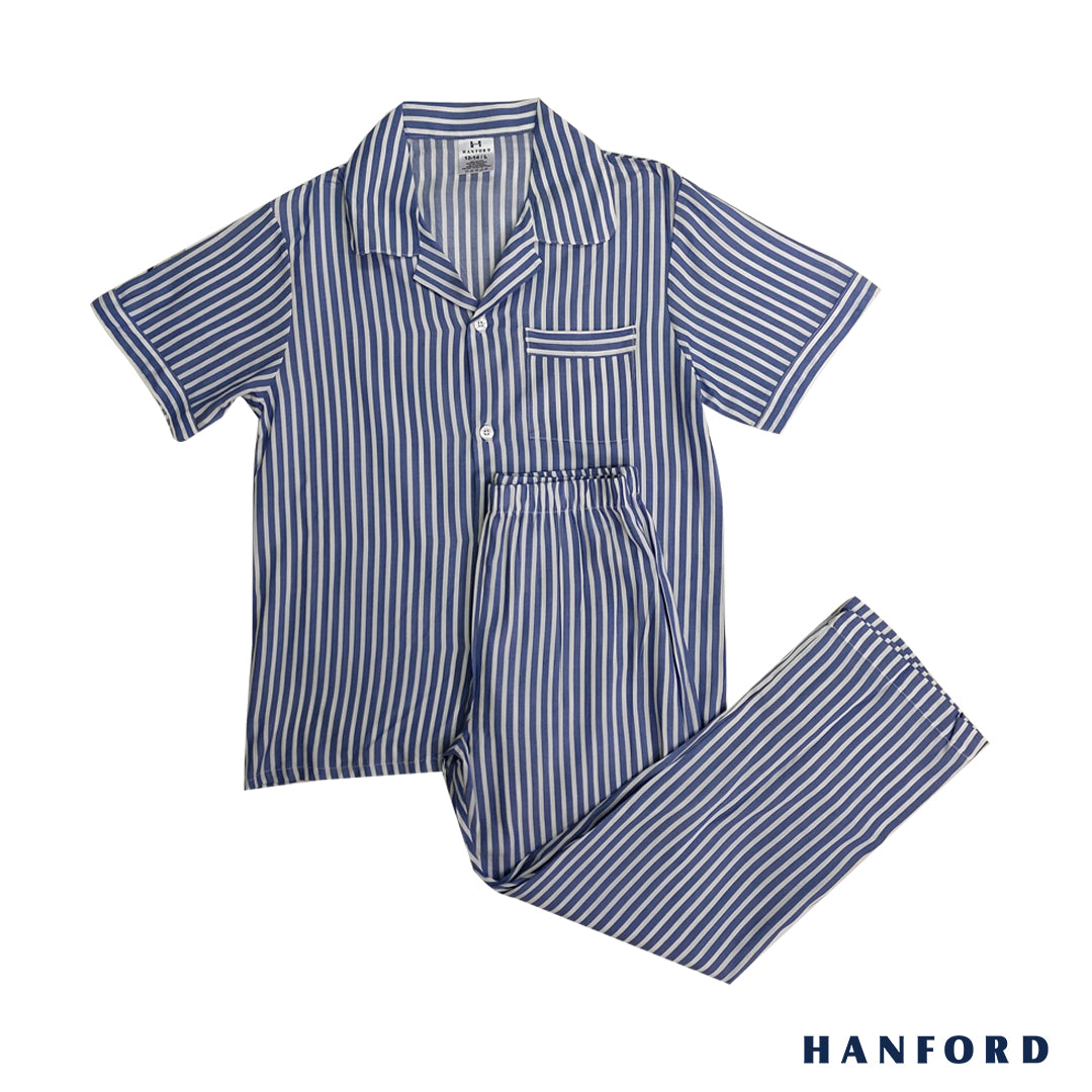 Hanford Kids/Teens 100% Premium Cotton Sleepwear Pajama - Woven Stripe