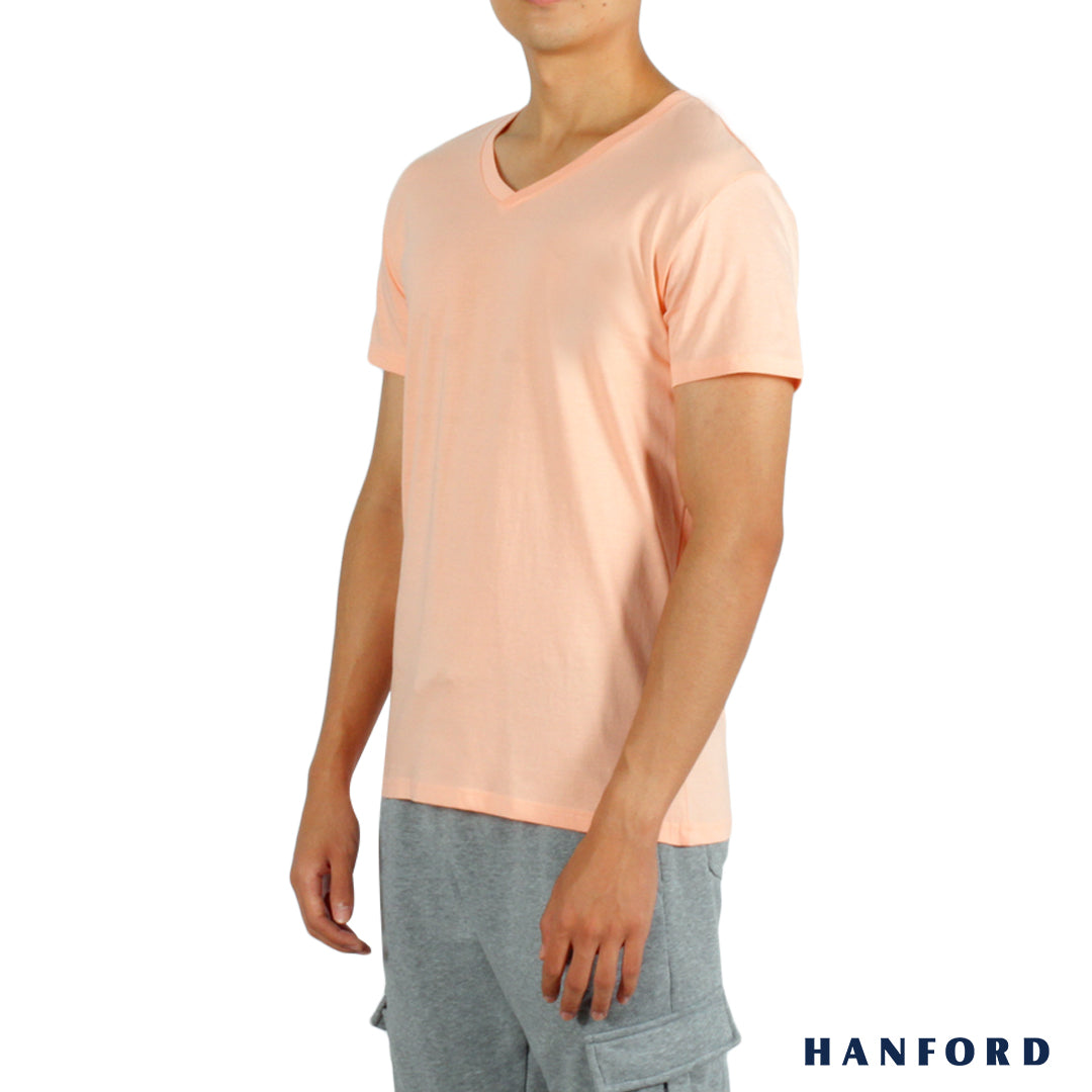 Hanford iCE Men 100% Cotton V-Neck Modern Fit Short Sleeves Shirt - Pe –  HANFORD