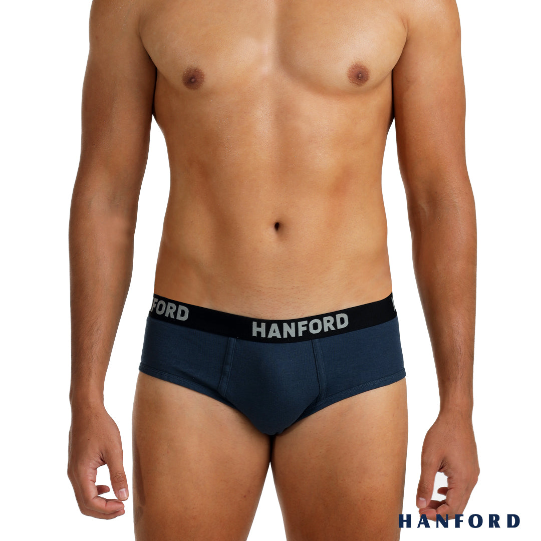 Hanford Men Premium Ribbed Cotton Modern Hipster Briefs Jon - Assorted