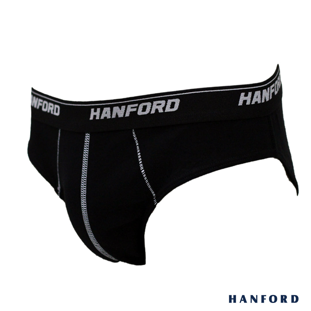 Hanford Men Premium Ribbed Cotton w/ Contrast Stitch Briefs - Black (3 –  HANFORD