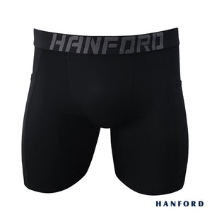 Hanford Athletic Men Pro Cool Quick Dry Compression Shorts with 2 Side Pockets Wayne - Black (Single Pack)