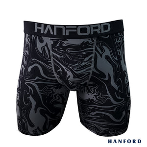 Hanford Athletic Men Pro Cool Quick Dry Compression Shorts Revo - Black / Swirl Print (Single Pack)