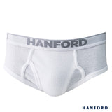 Hanford Men Premium Cotton Modern Hipster Briefs w/ Fly Opening Preston - White (6in1 Value Pack / Half Dozen)