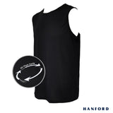 Hanford Athletic Men R-Neck Quick Dry Training Sport Active Mesh Sleeveless Shirt-Black/Gray (Single Pack)