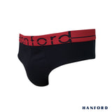 Hanford Men Regular Cotton Briefs Merlot - Black with Red Garter (3in1 Pack)