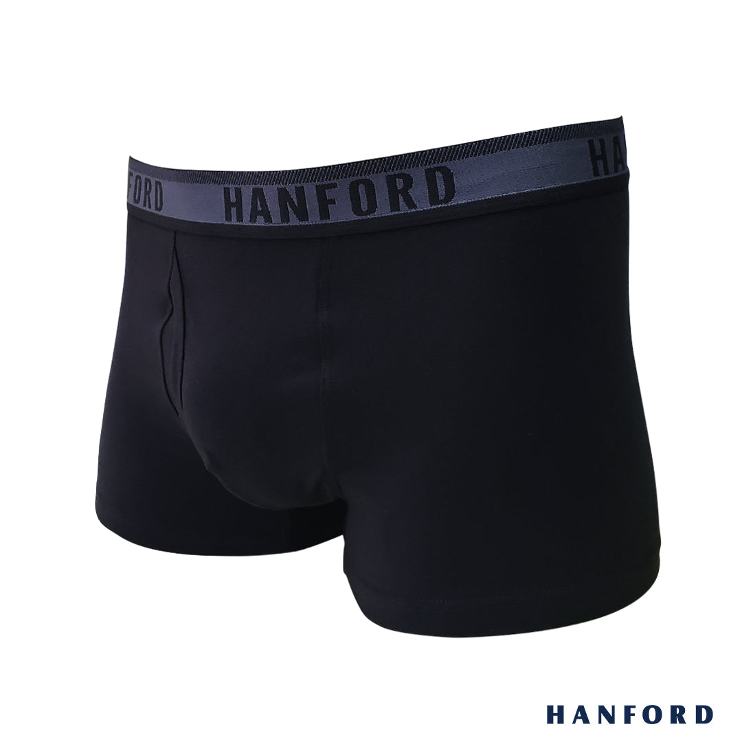 Hanford Men Cotton w/ Spandex Boxer Briefs w/ Fly Opening Doson -Black ...