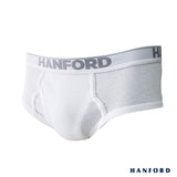 Hanford Men Premium Cotton Modern Hipster Briefs w/ Fly Opening Preston - White (6in1 Value Pack / Half Dozen)