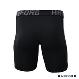 Hanford Athletic Men Pro Cool Quick Dry Compression Shorts with 2 Side Pockets Wayne - Black (Single Pack)