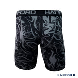 Hanford Athletic Men Pro Cool Quick Dry Compression Shorts Revo - Black / Swirl Print (Single Pack)