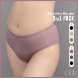 ICE Next to Skin Ladies Women Seamless Heatpress Comfort Fit Silky Soft Hipster Panty Carin - 3in1
