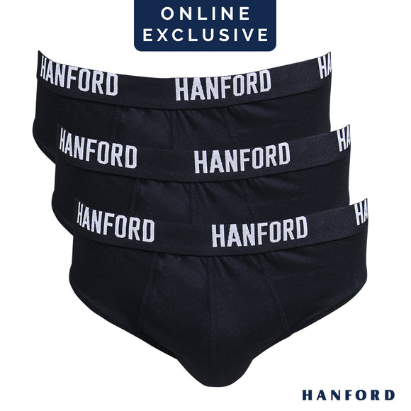 Hanford Men Regular Cotton Briefs OG Jaren - Black (3in1 Pack)