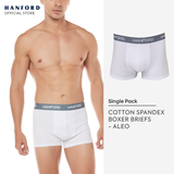 Hanford Men Cotton w/ Spandex Boxer Briefs Aleo - White (Single Pack)