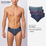 Hanford Men Regular Cotton Briefs Ares - Assorted (3in1 Pack)