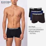 Hanford Men Cotton w/ Spandex Boxer Briefs Astral - Assorted Colors (3in1 Pack)