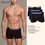 Hanford Men Cotton w/ Spandex Boxer Briefs Astral - Assorted Colors (3in1 Pack)