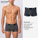 Hanford iCE Men Viscose w/ Spandex Boxer Briefs Aztec - Black/Aztec Print (Single Pack)