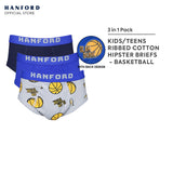 Hanford Kids/Teens Premium Ribben Cotton Hipster Briefs Basketball Print - Assorted (3in1 Pack)