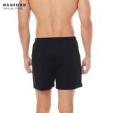 Hanford Men Premium Cotton Knit Lounge Sleep Drawstring Boxer Shorts Blaze - Black (Single Pack)