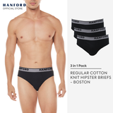 Hanford Men Regular Cotton Briefs Boston - Black (3in1 Pack)