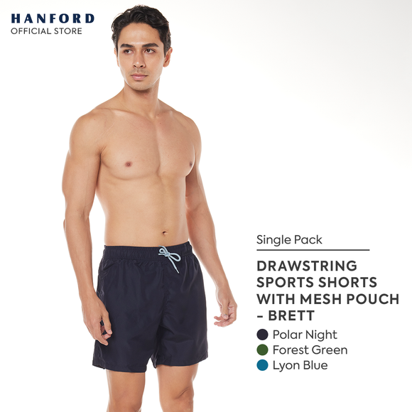 Hanford Men Shorts w/ Drawstring w/ Mesh Pouch Brett - Polar Night / Lyon Blue / Forest (1PC/SinglePack)