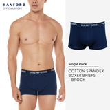 Hanford Men Cotton w/ Spandex Boxer Briefs Brock - Dress Blue (Single Pack)