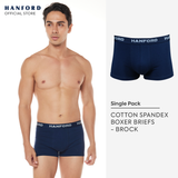 Hanford Men Cotton w/ Spandex Boxer Briefs Brock - Dress Blue (Single Pack)