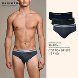Hanford Men Regular Cotton Briefs OG Bryce - Assorted (3in1 Pack) S-2X