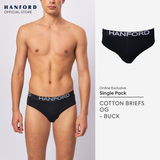 Hanford Men Regular Cotton Briefs OG Wes / Buck - White / Black (1PC/Single Pack)