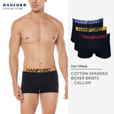 Hanford Men Cotton w/ Spandex Boxer Briefs Callum - Black (3in1 Pack)