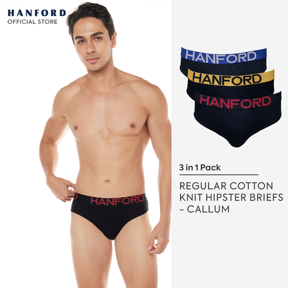 Hanford Men Regular Cotton Briefs Callum - Black (3in1 Pack)