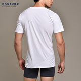 Hanford Men Camisa Cotton Knit Modern Fit Short Sleeves Shirt - White (Single Pack)