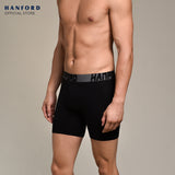 Hanford Athletic Men Cotton Spandex Compression Boxer Shorts Chase - Black (SinglePack)
