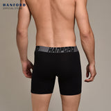 Hanford Athletic Men Cotton Spandex Compression Boxer Shorts Chase - Black (SinglePack)