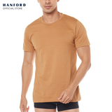 Hanford Men Teens R-Neck Cotton Knit Modern Fit Short Sleeves Shirt - Chipmunk (SinglePack)