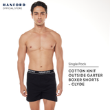 Hanford Men Premium Cotton Knit Lounge Sleep Outside Garter Boxer Shorts - Clyde (Single Pack)