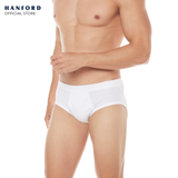 Hanford Men Premium Ribbed Cotton Comforter Briefs w/ Fly Opening w/ Lycra Waistband - White (3in1 Pack)