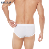 Hanford Men Premium Ribbed Cotton Comforter Briefs w/ Fly Opening w/ Lycra Waistband - White (3in1 Pack)