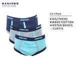Hanford Kids/Teens Premium Ribbed Cotton Hipster Briefs w/ Combi Curtis - Assorted (3in1 Pack)