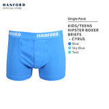 Hanford Kids/Teens Cotton Hipster Boxer Briefs - Cyrus (Single Pack)