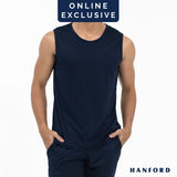 Hanford Athletic Men R-Neck Quick Dry Training Sport Active Mesh Sleeveless Shirt-Pewter Gray/Space Navy (SinglePack)