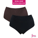 Fem by Hanford Ladies Women Plus Size Classic Brief Mid Waist Mom Panty - Maxine (2in1 Pack) Big Plus Size