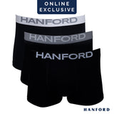 Hanford Men Natural Cotton Knit Boxer Briefs No Spandex OG Dodge - Black (3in1 Pack) S-2X