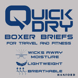 Hanford Men Quick Dry Polyester with Spandex Travel Fitness Boxer Briefs - Assorted (3in1 Pack)