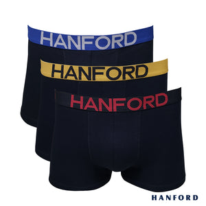 Hanford Men Cotton w/ Spandex Boxer Briefs Callum - Black (3in1 Pack)