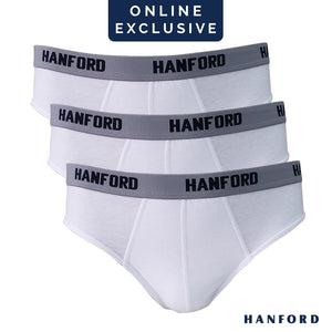 Hanford Men Regular Cotton Briefs V103 - White (3in1 Pack)